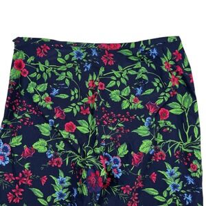 J.McLaughlin Floral Print Pants 10‎ Blue Red Green Botanical Trousers Stretch